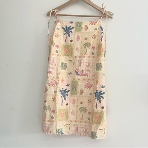 NWT Lulu's Yellow Floral Tropical Dress w String Straps Square Neck Sz XL